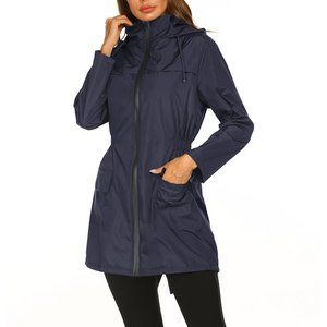 Women's Wind & Waterproof Trench Hooded Coat Jacket S-XXL